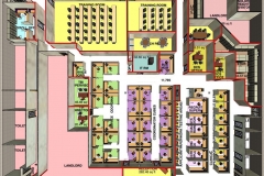 ARIAL VIEW OF OFFICE FIT PLAN w/ 3D VIEW OF WALLS & FURNITURE