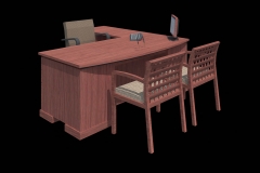 3D EYE LEVEL VIEW OF OFFICE DESK